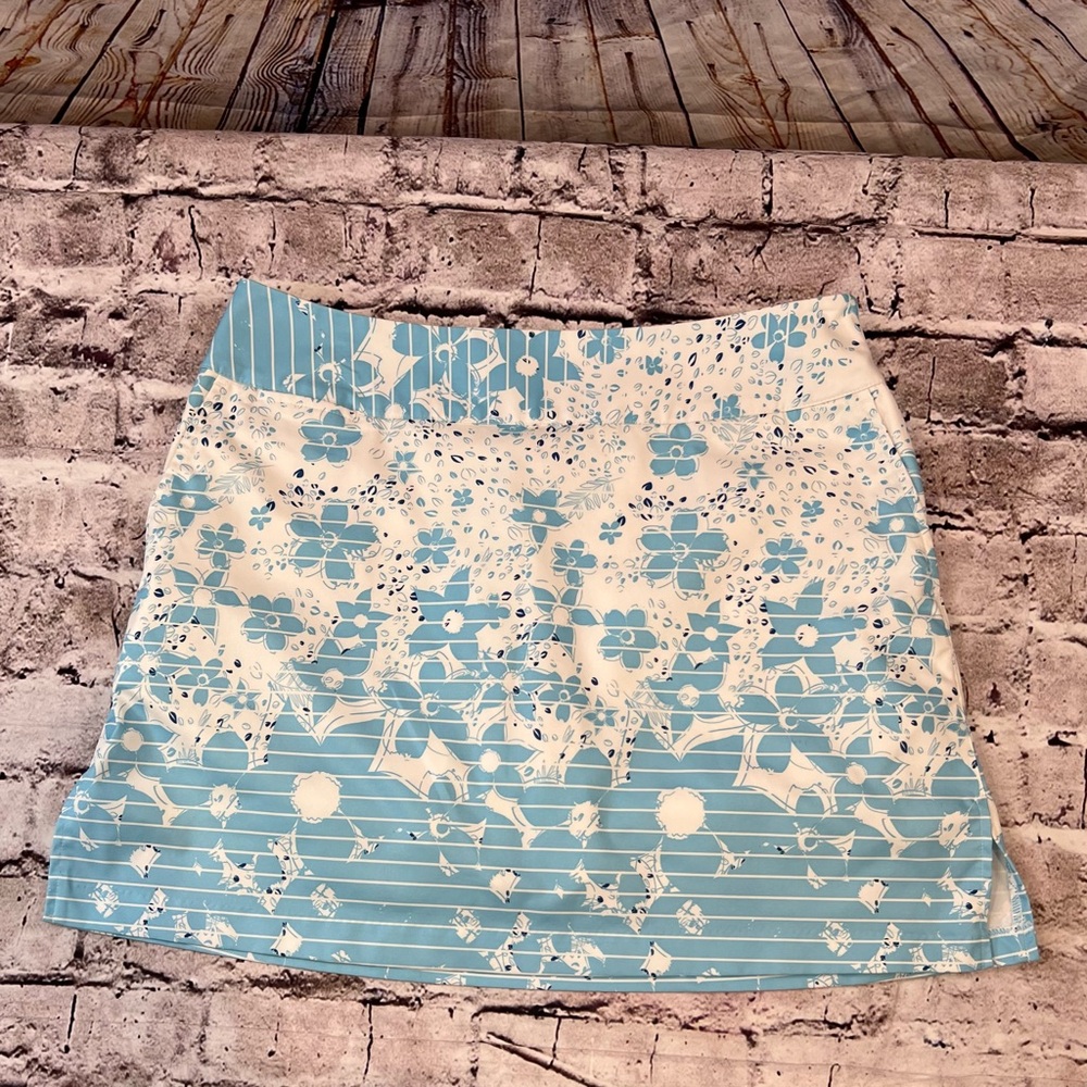 adidas Climacool Women's Blue Floral Side Zip Athletic Sports Skort Skirt Size 8